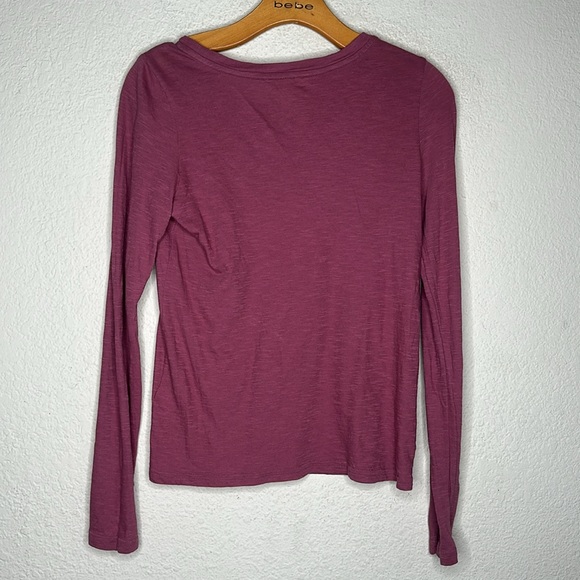 Pact Featherweight Slub Long Sleeve Round Neck Tee - Burgundy  - small - Picture 4 of 4